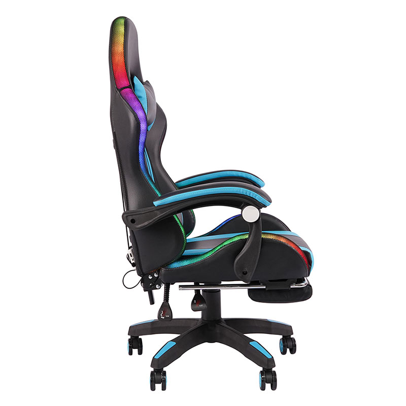 Blue Professional Swivel Recling RGB Gamer Adjustable Armrest Led Gaming Chair With Footrest(Y-2442)