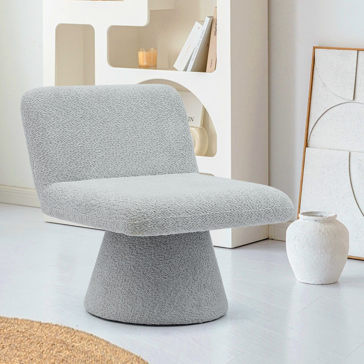 Modern Grey Upholstered Swivel Lounge Accent Chair Fabric Living Room Single Sofa Chair(GY-642)