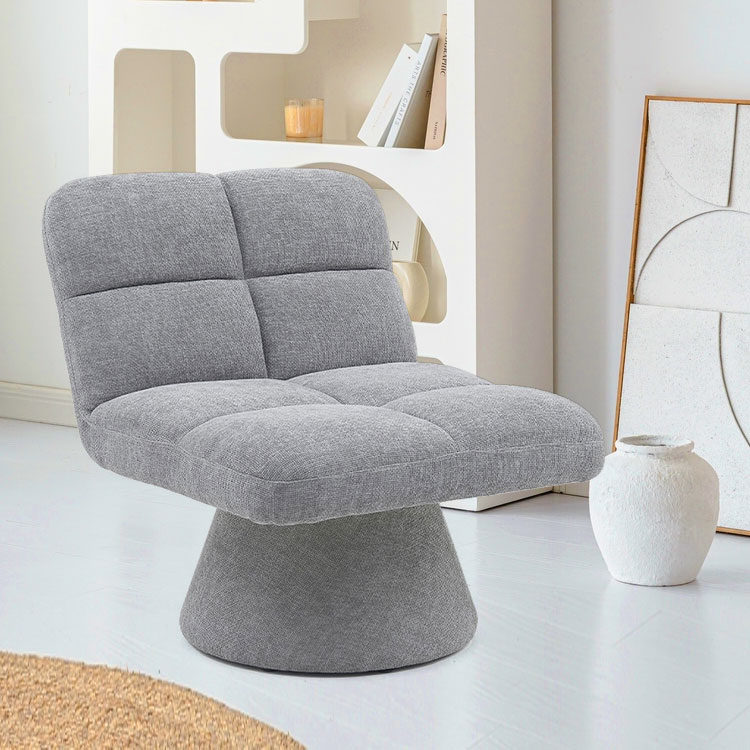 Home Contemporary Nordic Unique Armless Fabric Soft Cushion Swivel Sofa Chairs for Living Room with Rotating Base(GY-643)