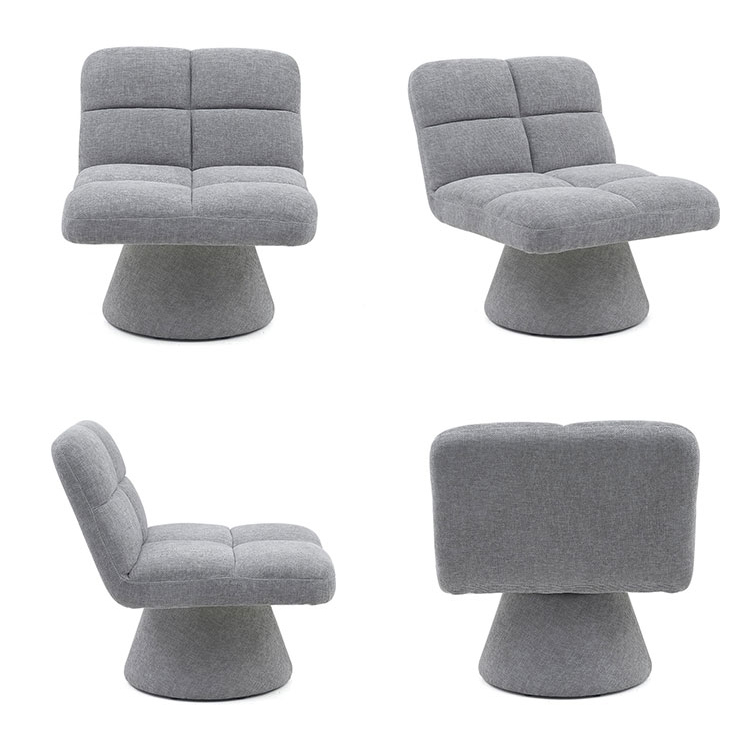 Home Contemporary Nordic Unique Armless Fabric Soft Cushion Swivel Sofa Chairs for Living Room with Rotating Base(GY-643)