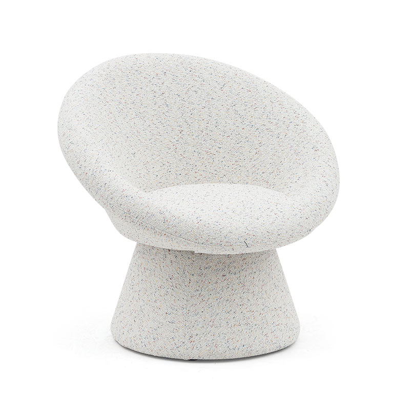 Nordic White Fabric Lazy Round Shape Living Room Chair Single Seater Sofa Accent Lounge Chairs with Backrest(GY-645)