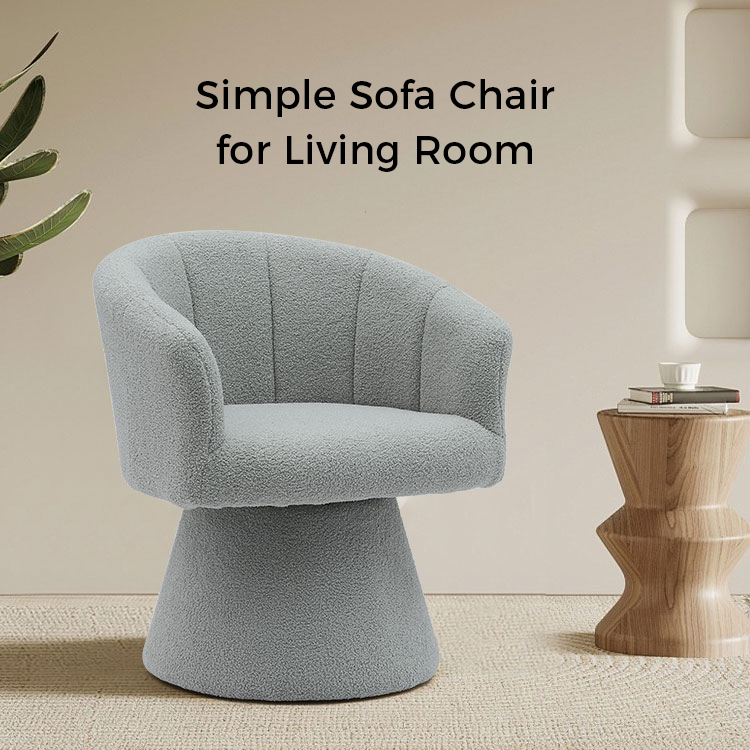 Grey Indoor Leisure Style Comfortable Thicken Seat Cushion Swivel Hotel Accent Chaise Lounge Chair Armchair for Living Room(GY-646)