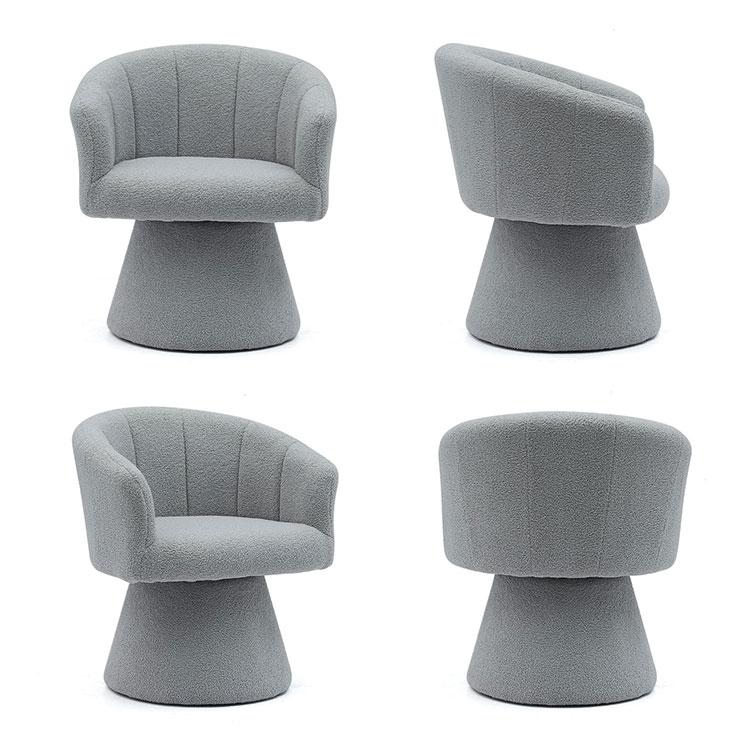 Grey Indoor Leisure Style Comfortable Thicken Seat Cushion Swivel Hotel Accent Chaise Lounge Chair Armchair for Living Room(GY-646)