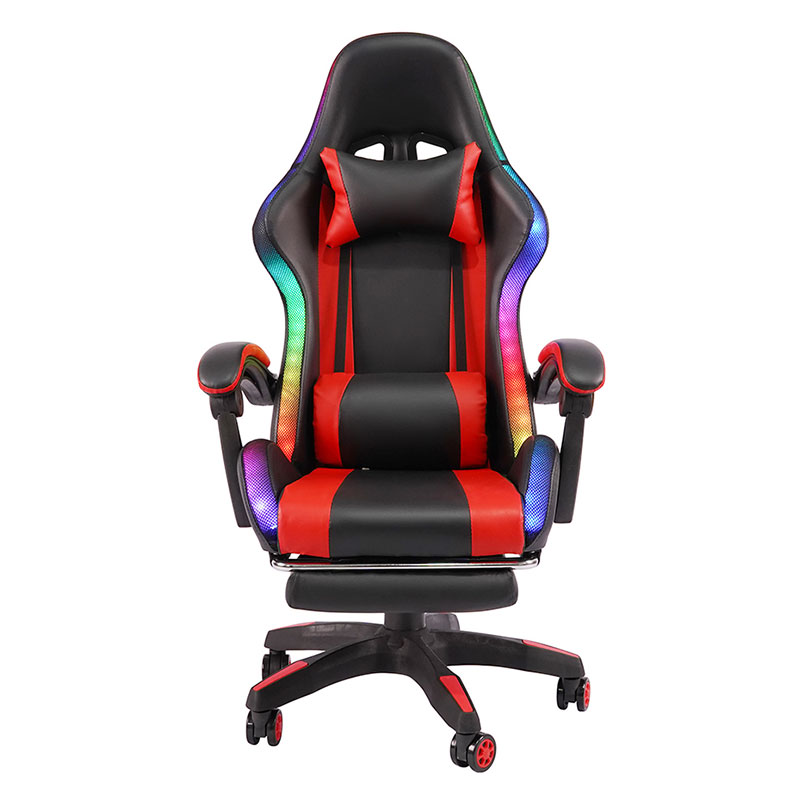 Red Professional Swivel Recling RGB Gamer Adjustable Armrest Led Gaming Chair With Footrest(Y-2442)