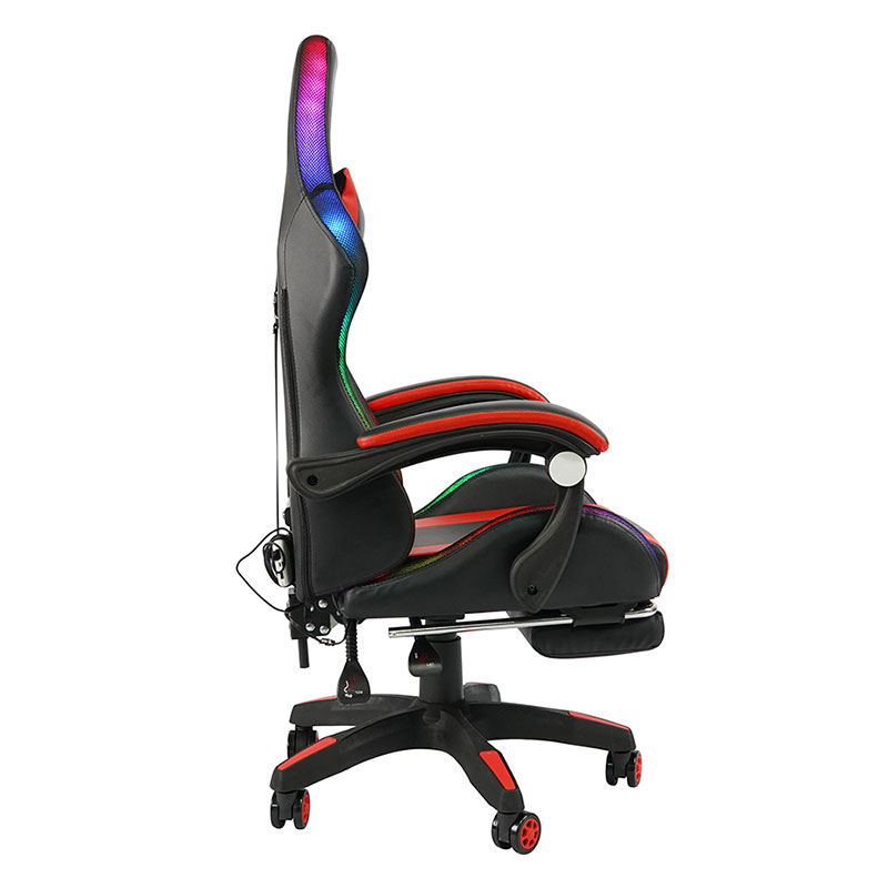 Red Professional Swivel Recling RGB Gamer Adjustable Armrest Led Gaming Chair With Footrest(Y-2442)
