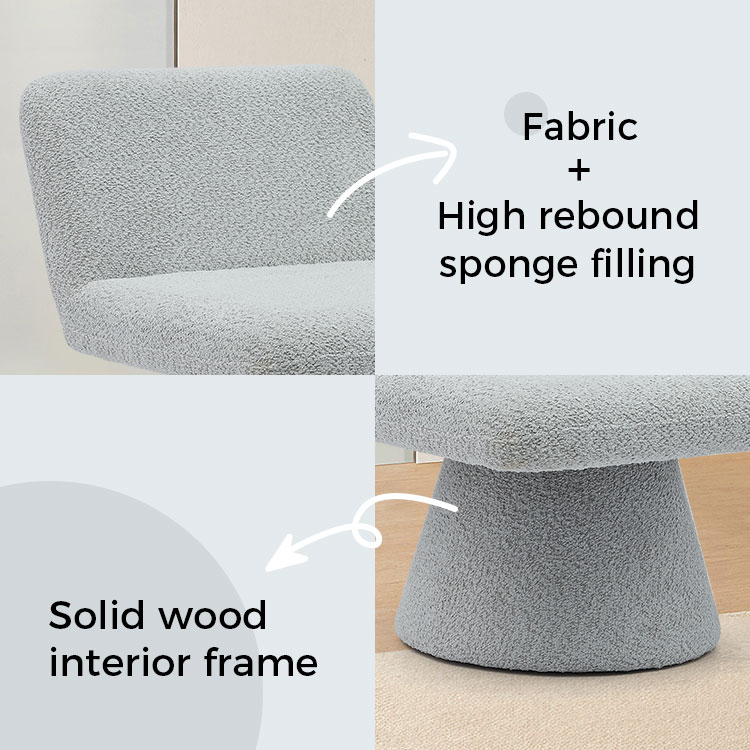 Modern Grey Upholstered Swivel Lounge Accent Chair Fabric Living Room Single Sofa Chair(GY-642)