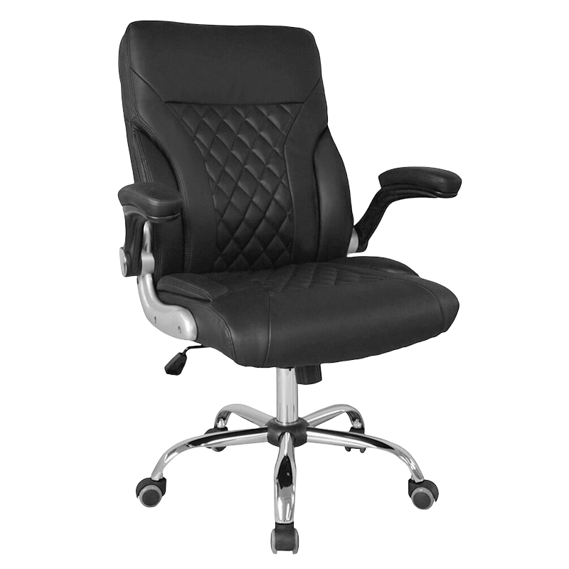 Black Swivel Simple Leather Painting Adjuatable Armrest Mid-Back Salon Chairs (GY-2134)