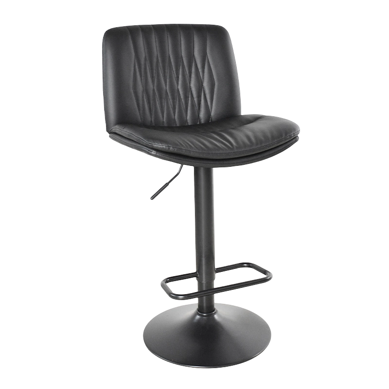 Black PU Seat Mid Back Black Metal Base Swivel Bar Stool Chair (X-5145)