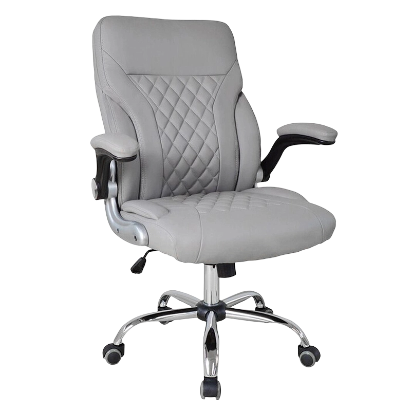 Grey Swivel Simple Leather Painting Adjuatable Armrest Mid-Back Salon Chairs (GY-2134)