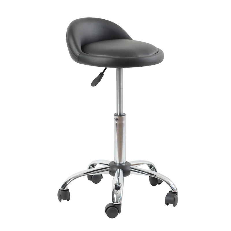 Black PU Low Back Round Seat Swivel Lift Bar Stool with Wheels(GY-1021A)