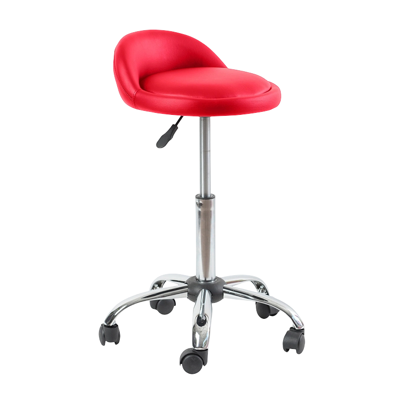 Red PU Low Back Round Seat Swivel Lift Bar Stool with Wheels(GY-1021A)