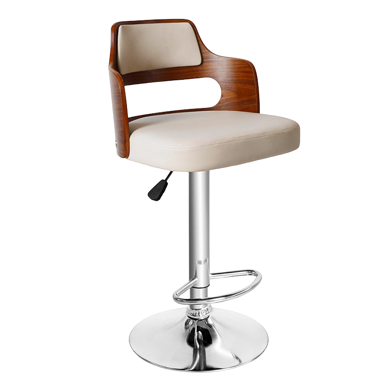 Swivel Adjustable Low Wood Back Leather Bar Stool (GY-633)