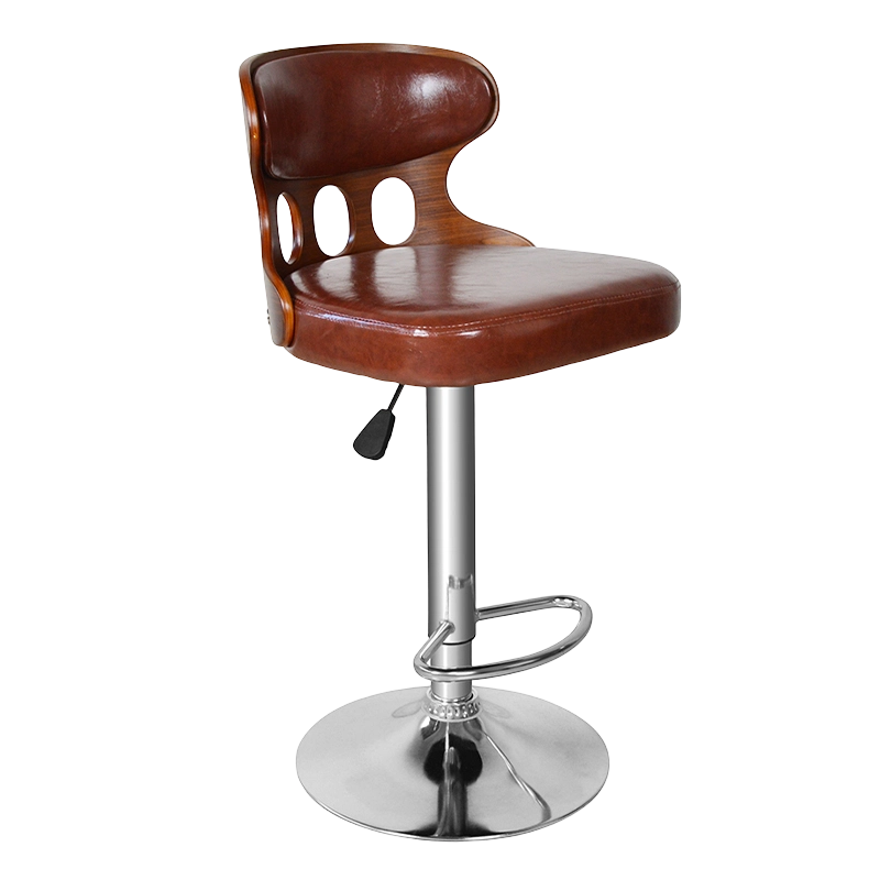 Swivel Chrome Base Brown Bar Stool Chair(GY-635)
