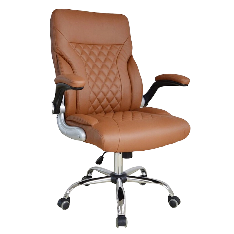 Khaki Swivel Simple Leather Painting Adjuatable Armrest Mid-Back Salon Chairs (GY-2134)