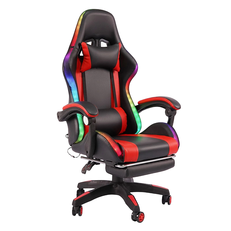 Red Professional Swivel Recling RGB Gamer Adjustable Armrest Led Gaming Chair With Footrest(Y-2442)